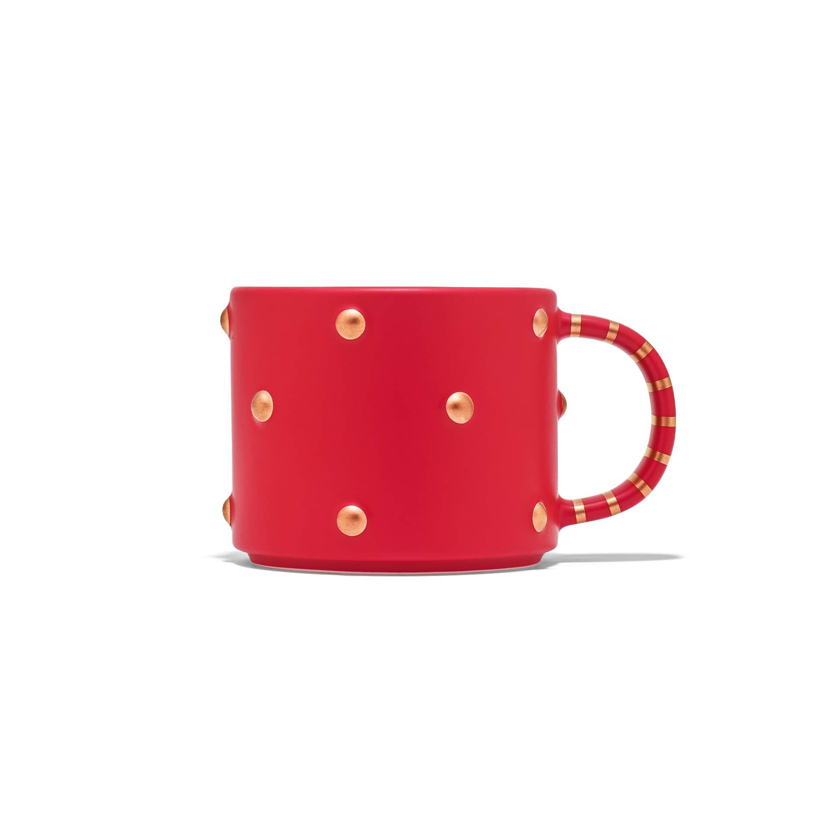 Κόκκινη χριστουγεννιάτικη κούπα με χρυσές λεπτομέρειες 