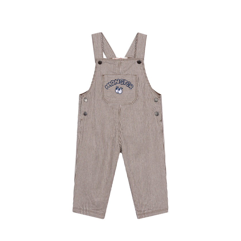 Beige striped "Monster" overalls