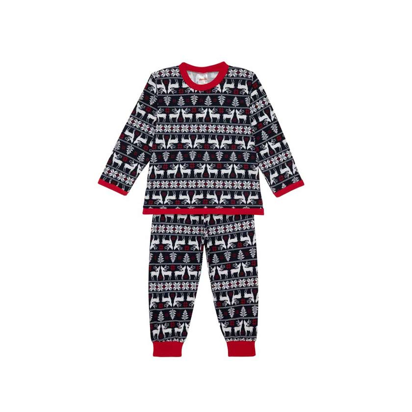 Blue baby Christmas pyjama set with deer print