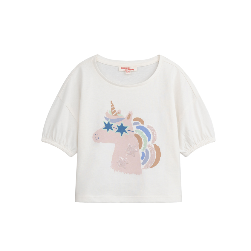 White shirt with unicorn print
