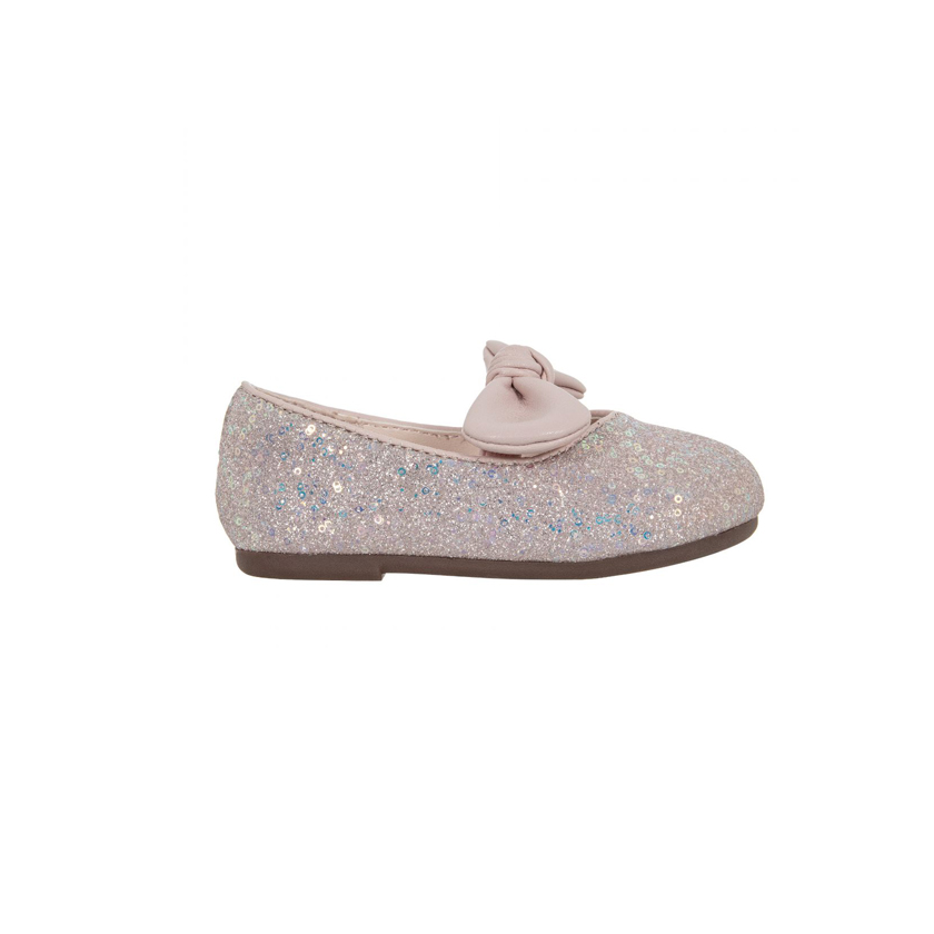 Pink glitter ballet flats with bow, Mix Mind