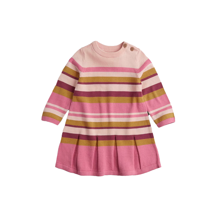 Pink knitted striped dress