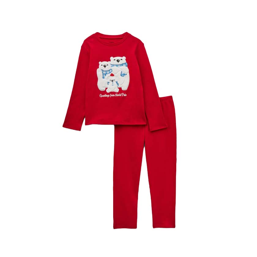 Unisex red pyjama set with Christmas graphic