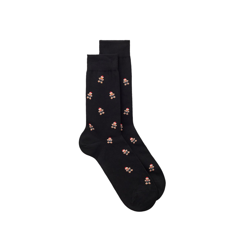 Μαύρες κάλτσες με print gingerbread