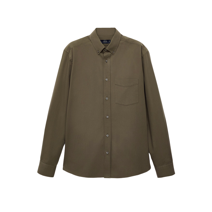 Χακί βαμβακερό πουκάμισο με τσέπη