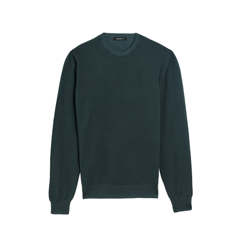 Κυπαρισσί πλεκτό πουλόβερ με στρογγυλή λαιμόκοψη