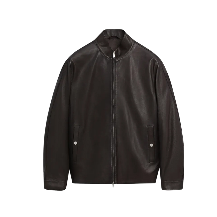 Σκούρο καφέ jacket από δέρμα νάπα