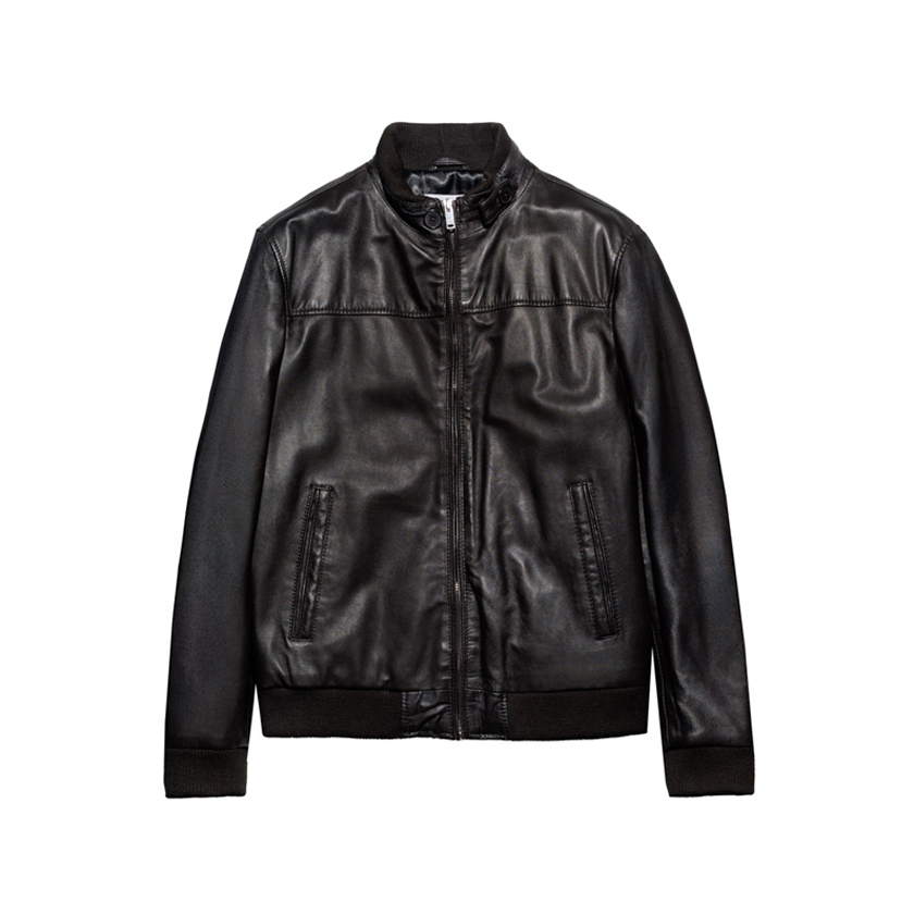 Σκούρο καφέ δερμάτινο biker jacket