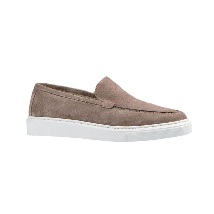 Μπεζ καστόρινα loafers με λευκή σόλα