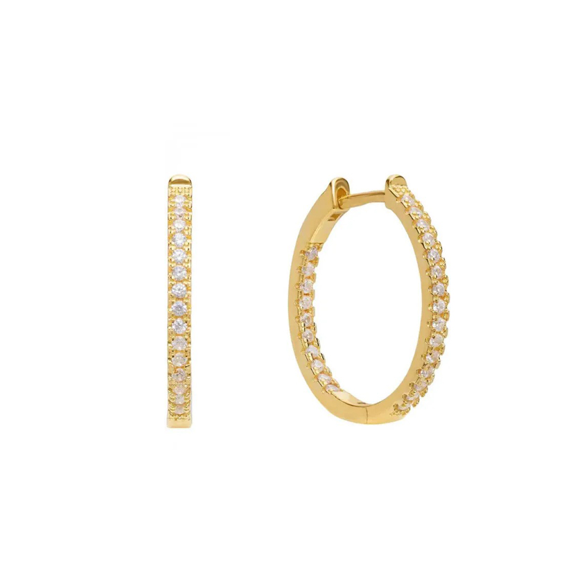 Επιχρυσωμένα σκουλαρίκια κρίκοι με ζιργκόν, Doukissa Nomikou