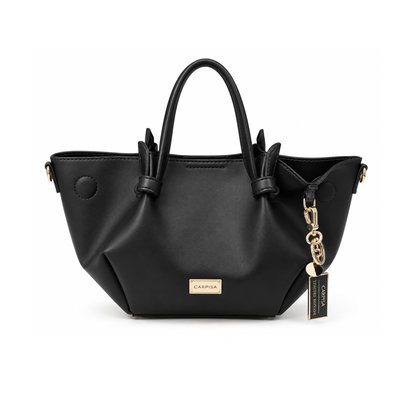 Μαύρη τσάντα tote με charm