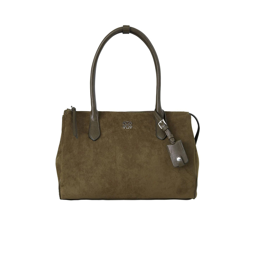 Χακί τσάντα ώμου σε συνθετικό υλικό velour