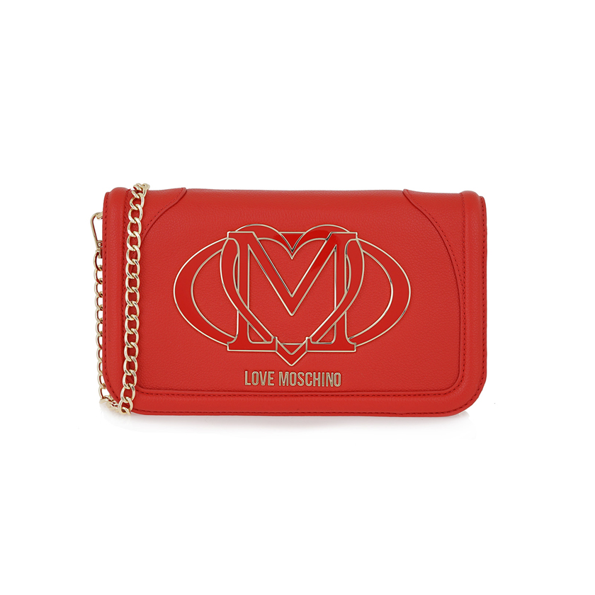 Κόκκινη τσάντα ώμου με logo, Love Moschino