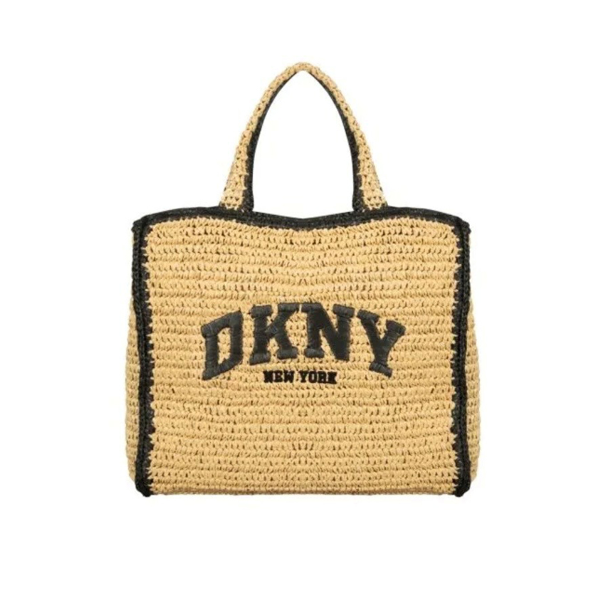 Μπεζ ψάθινη τσάντα tote Handlee, DKNY