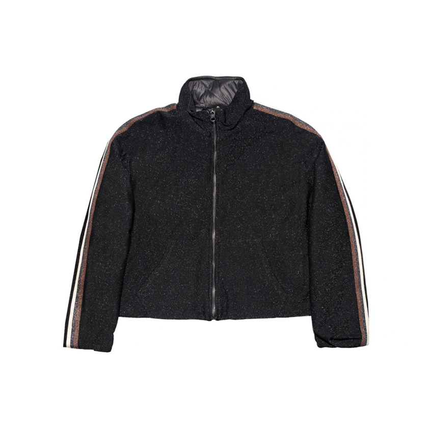 Μαύρο glitter bomber jacket με ρίγες