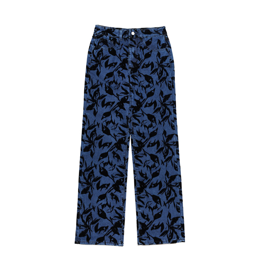 Μπλε jean με μαύρο suede print