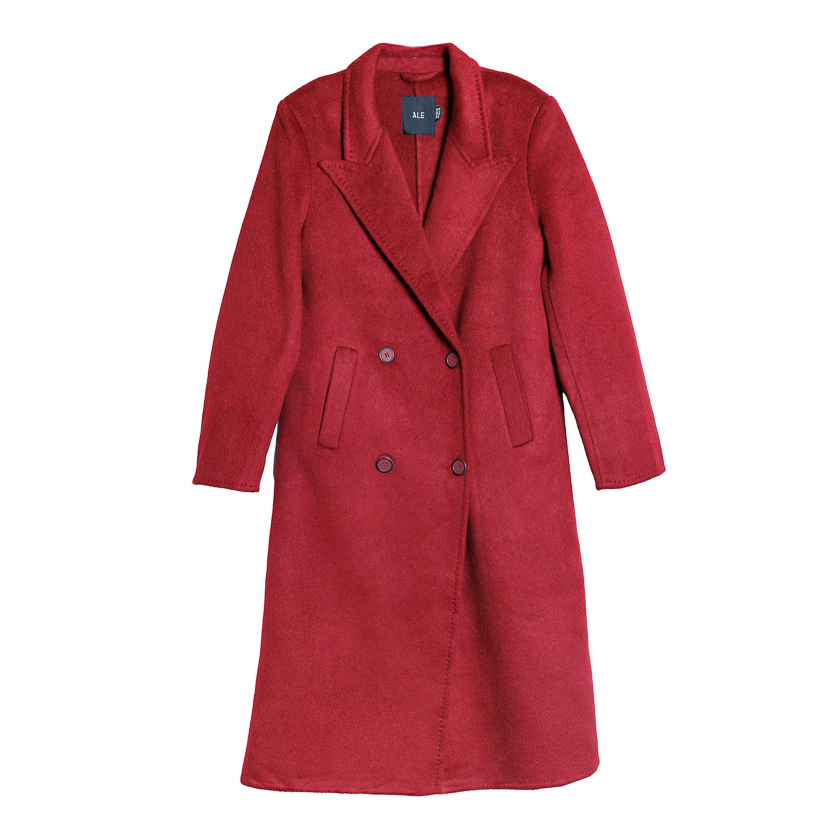 Μπορντό μακρύ σταυρωτό παλτό