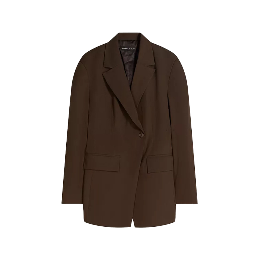 Σκούρο καφέ σακάκι με πλαϊνό κουμπί
