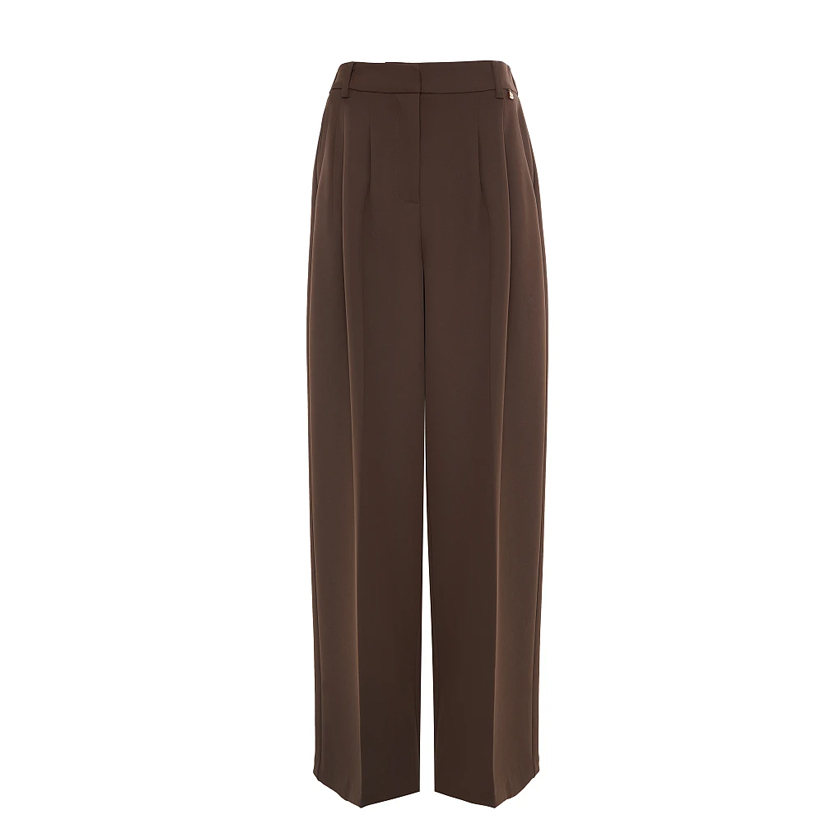 Σκούρο καφέ παντελόνι με πιέτες 