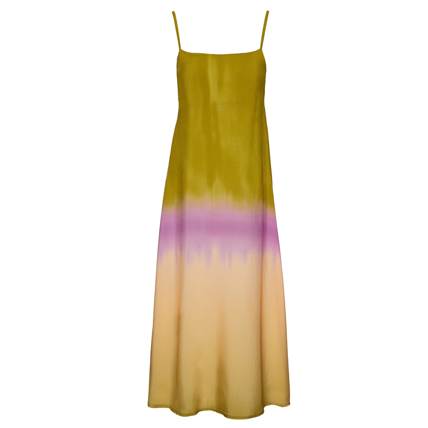 Λαδί midi φόρεμα με tie-dye print