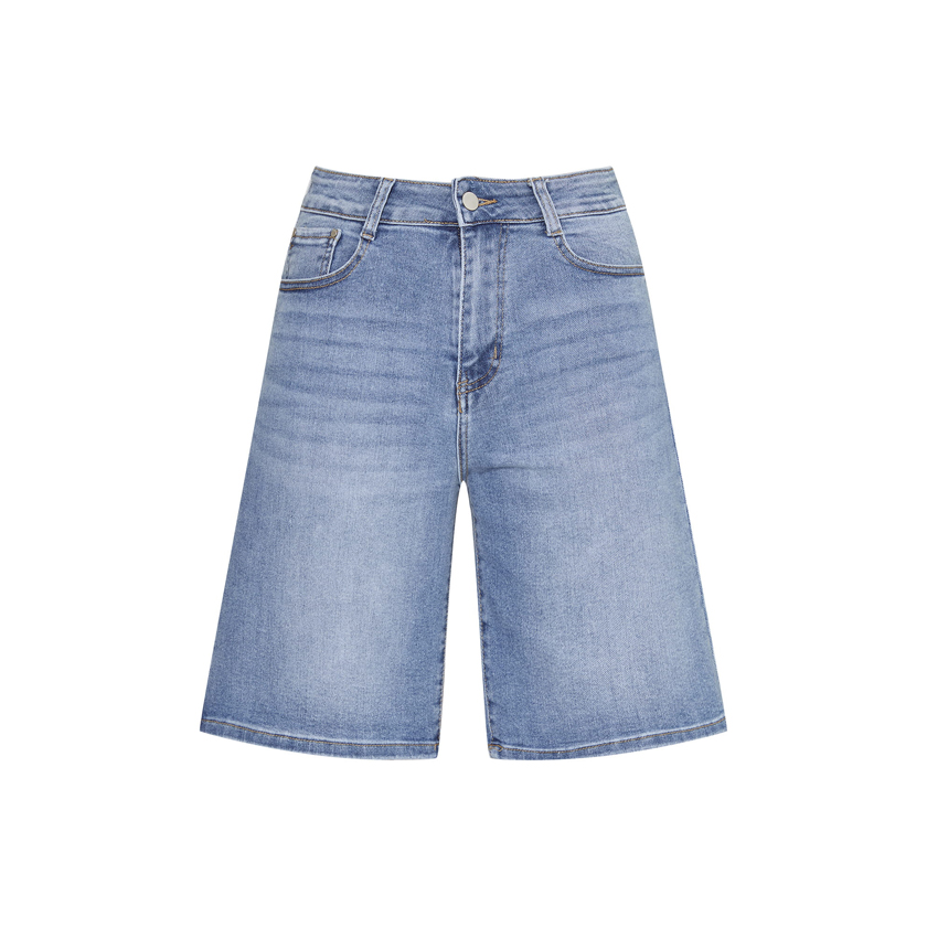 Μπλε denim βερμούδα με βαμβάκι