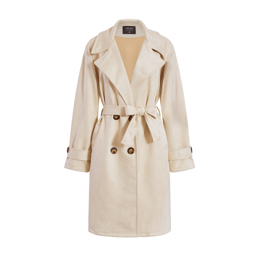 Κρεμ καμπαρντίνα με suede όψη