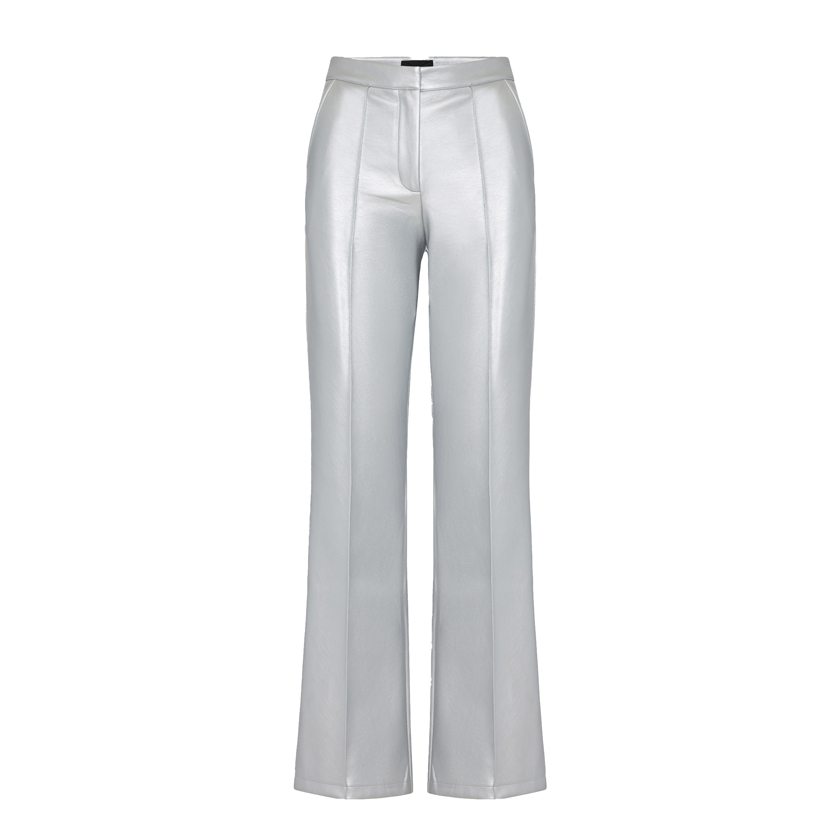 Ασημένιο παντελόνι από οικολογικό δέρμα