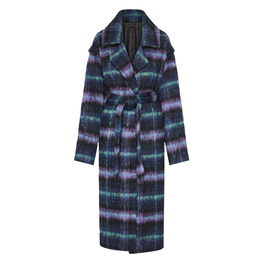 Πολύχρωμο μακρύ παλτό με ζώνη