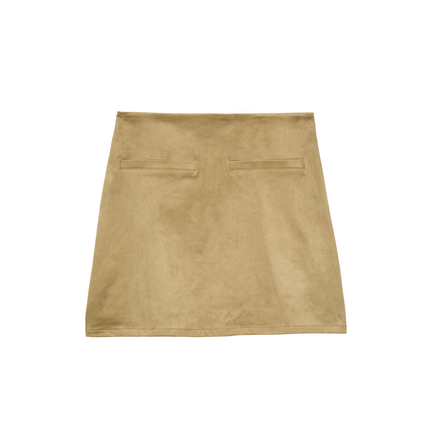 Μπεζ mini φούστα από συνθετικό suede