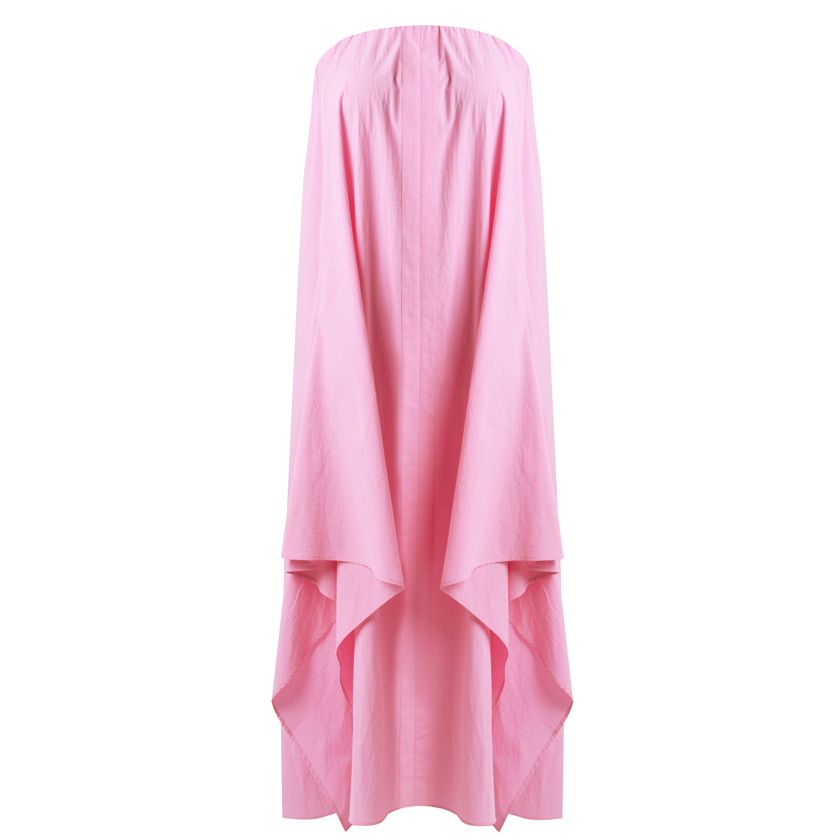 Strapless Roz Ροζ maxi strapless φόρεμα με ασύμμετρο τελείωμα - The Mall Athens