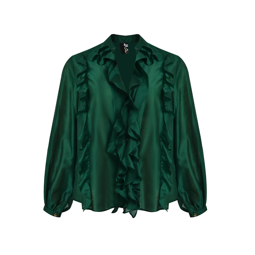 Green shirt with ruffles