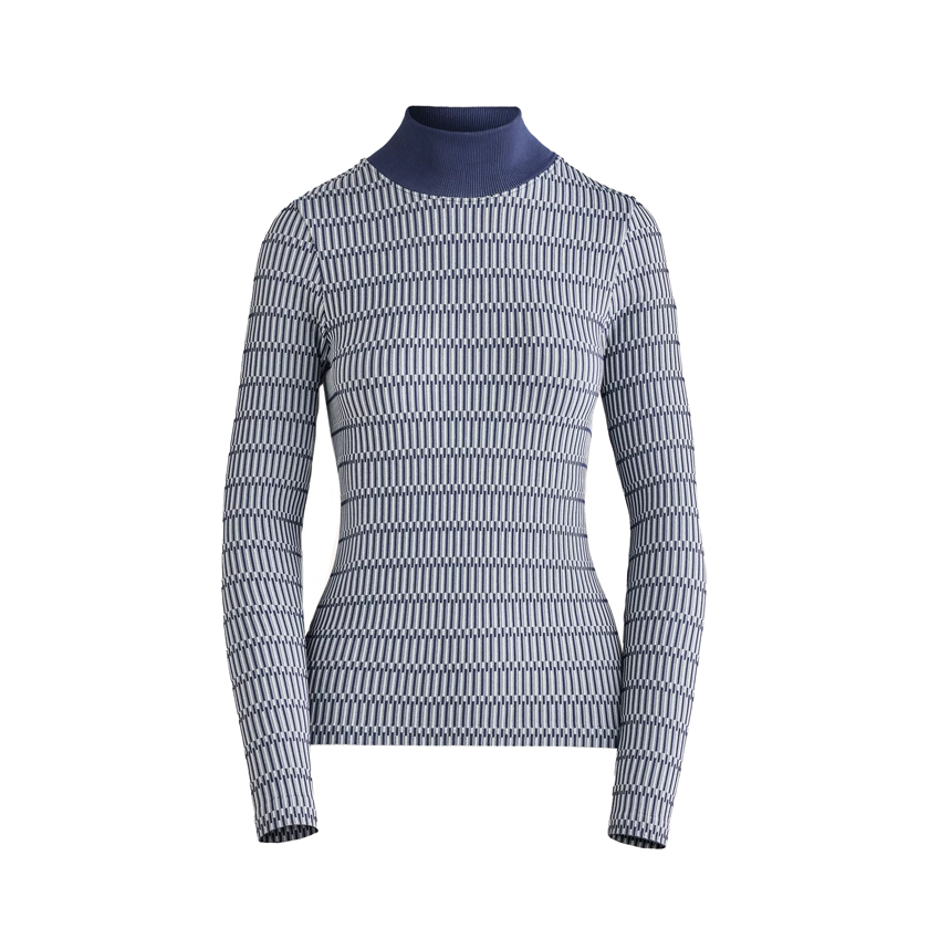 Μπλε θερμική μπλούζα με γεωμετρικό μοτίβο