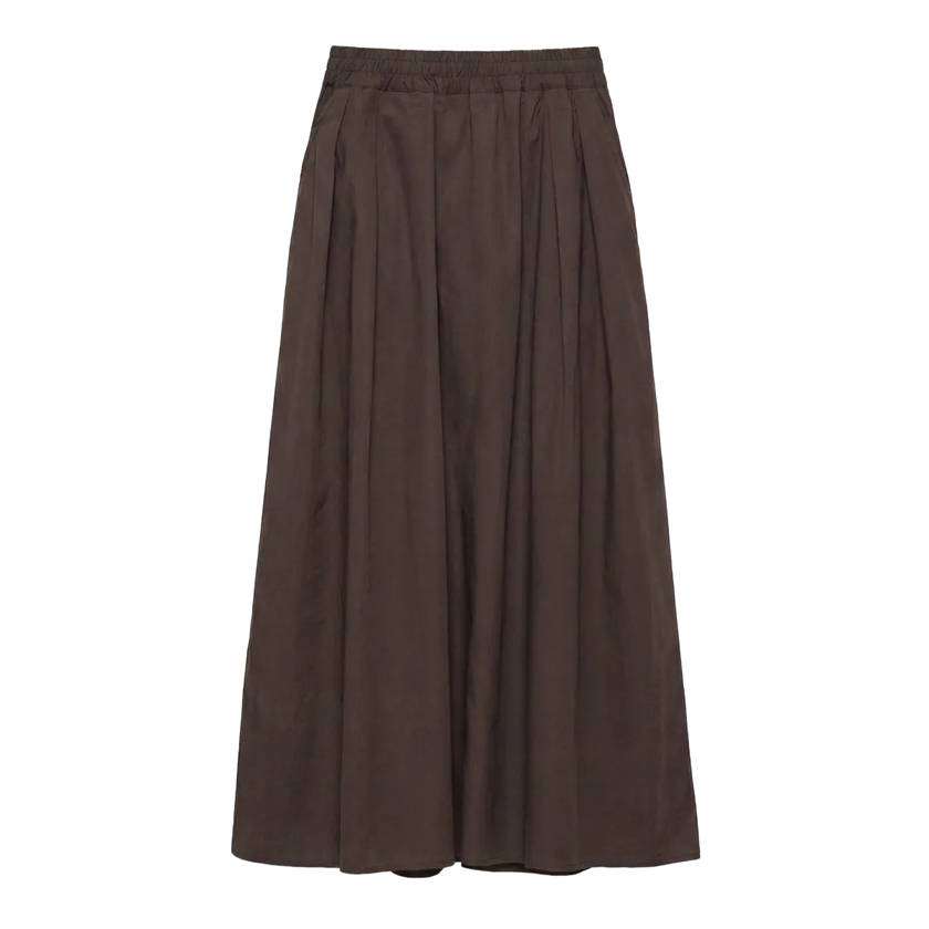 Brown poplin maxi skirt