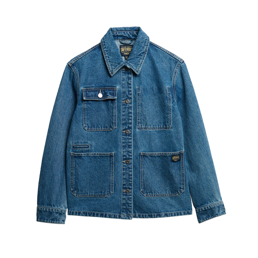 Μπλε denim chore jacket με τσέπες