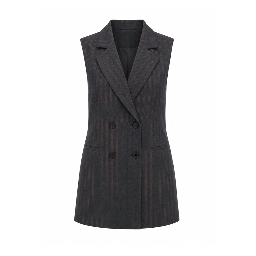 Γκρι tailored γιλέκο με ρίγες