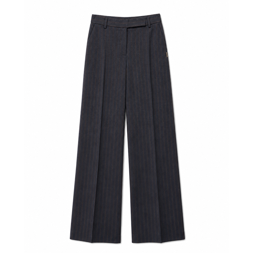 Grey striped tailored trousers