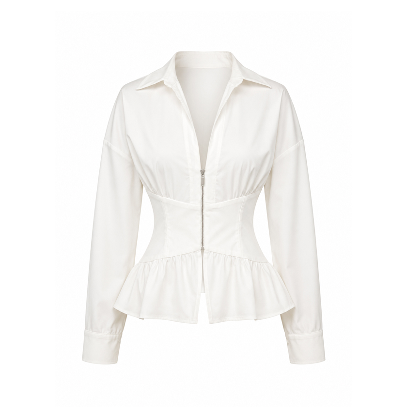 White corset shirt with zipper