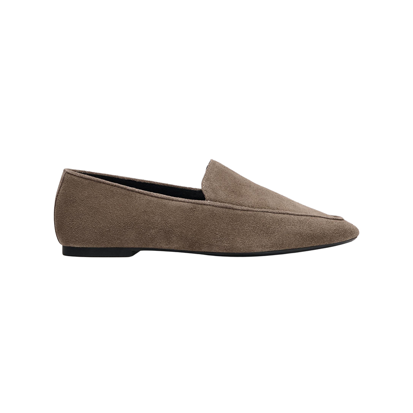 Beige soft suede moccasins
